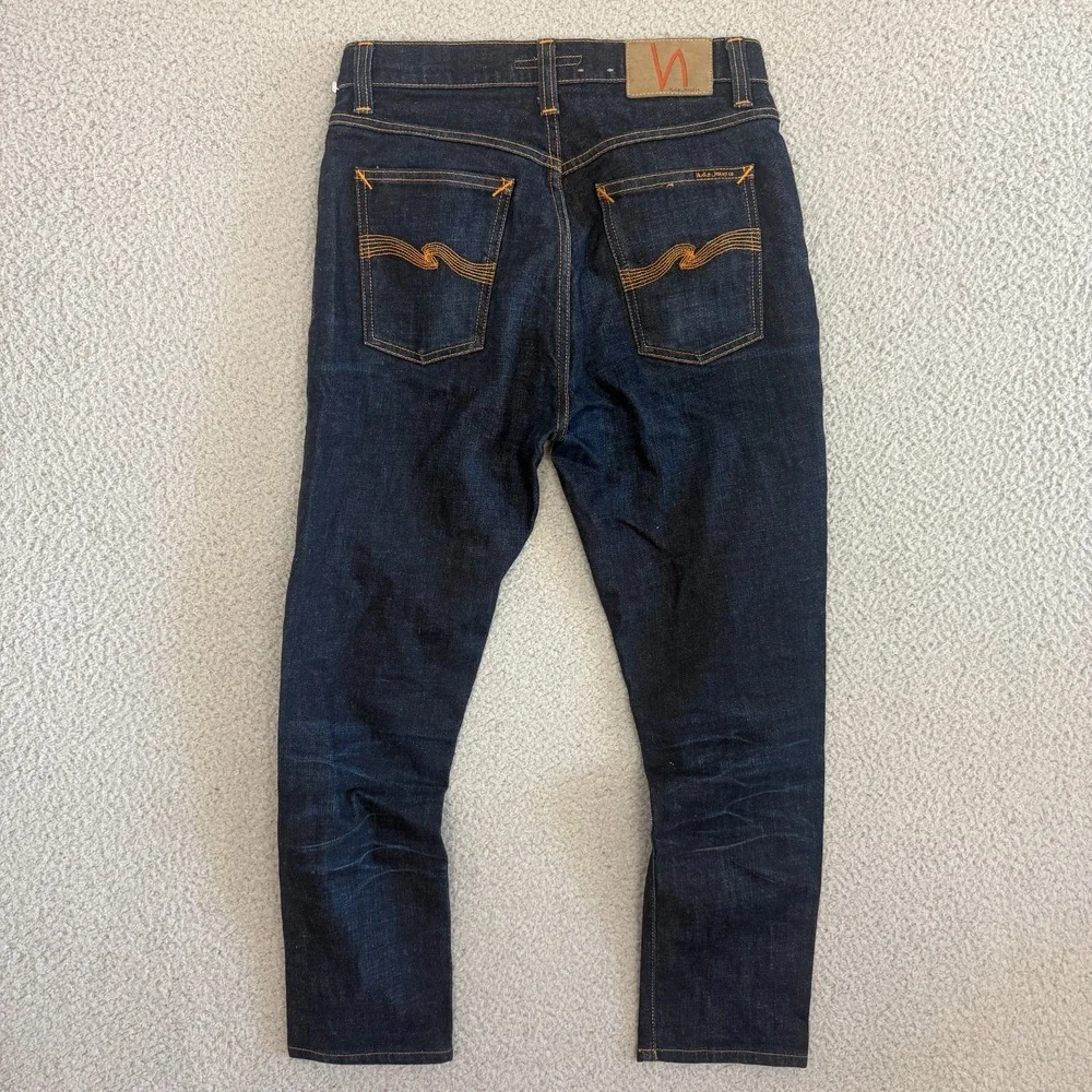 Nudie Jeans Brute Knut sz 27 x 32 Crinkle Blues Organic Cotton MSRP $240